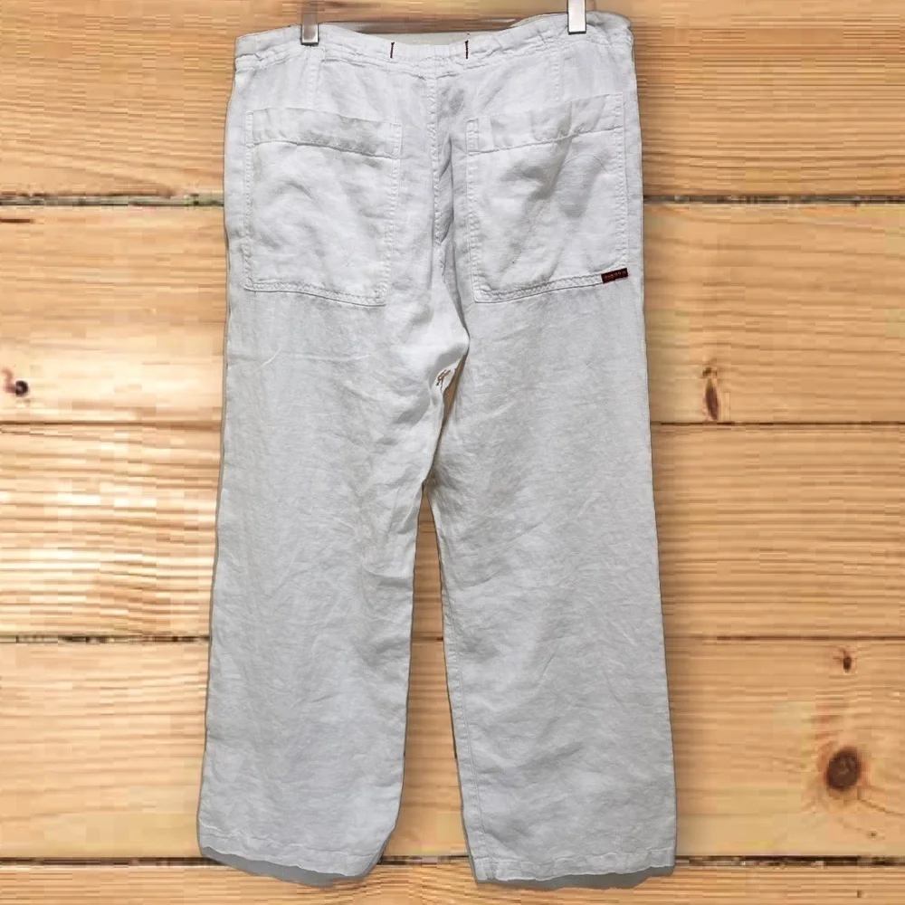 Guess vintage 100% linen men’s white slacks zipper & drawstring pants size 36/32